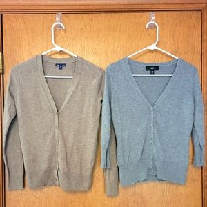 Two Cardigans from Gap Factory and Mossimo in Tan and Grey, Size Extra Small